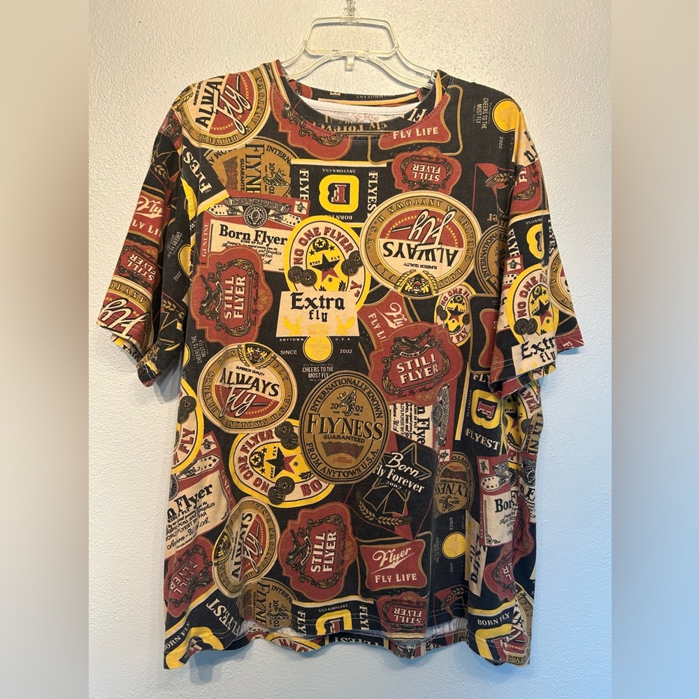 Born Fly Men's All Over Beer Theme Print Graphic Premium Tee T-Shirt 2XL